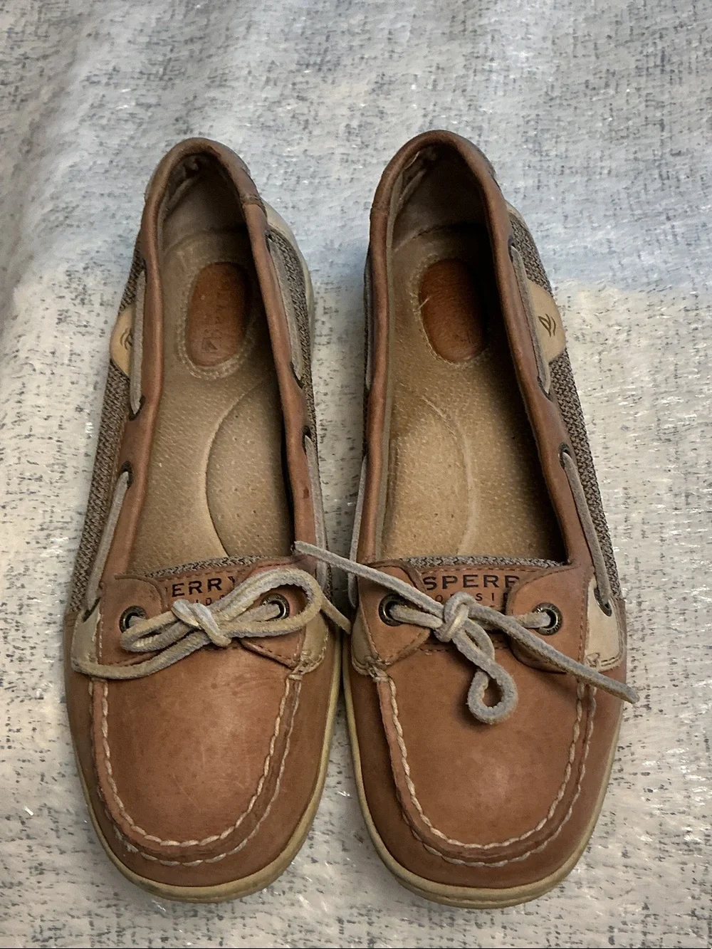 Sperry Tan & Beige Leather Moccasin Flats